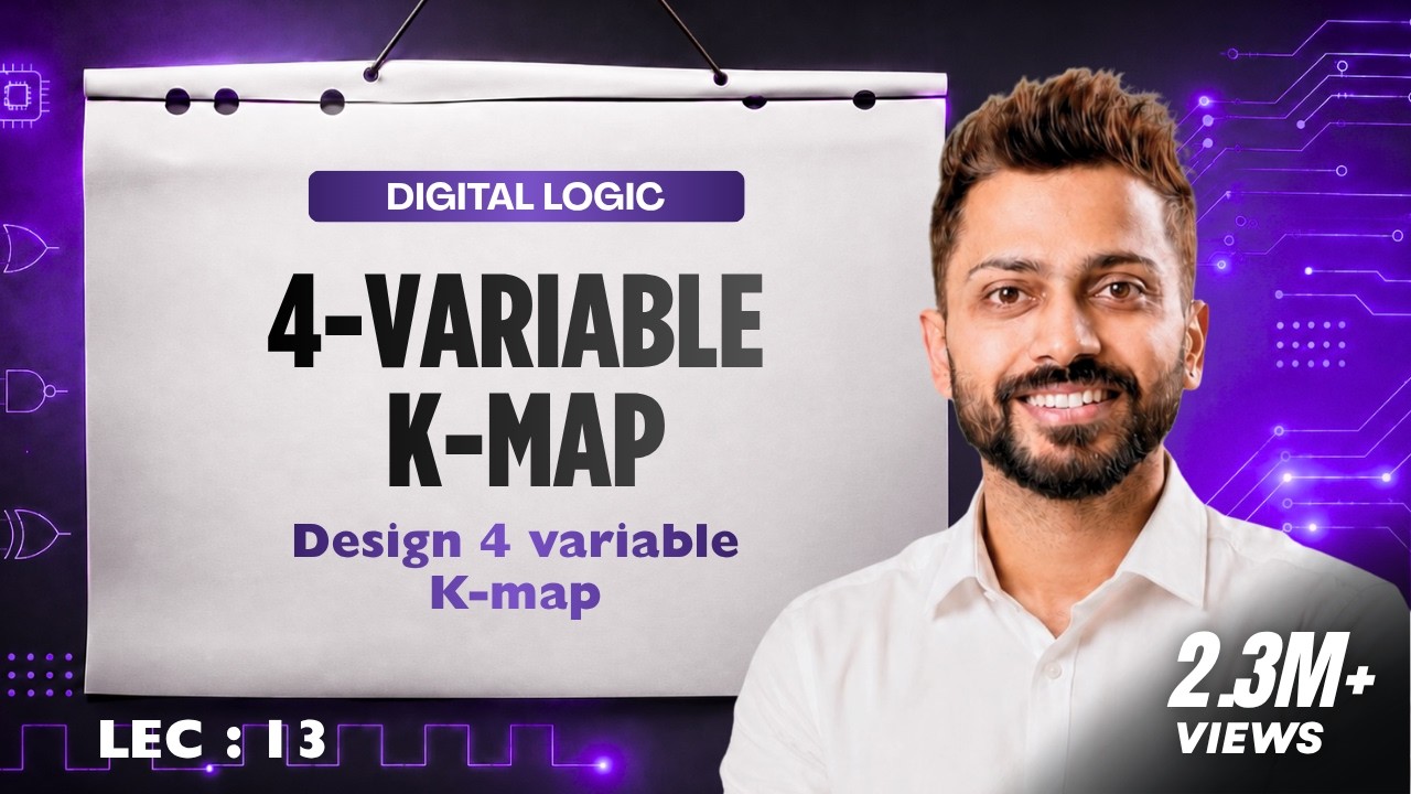 Lec -13: 4 Variable K-Map with examples | Design K-Map | Minimization in Digital Electronics