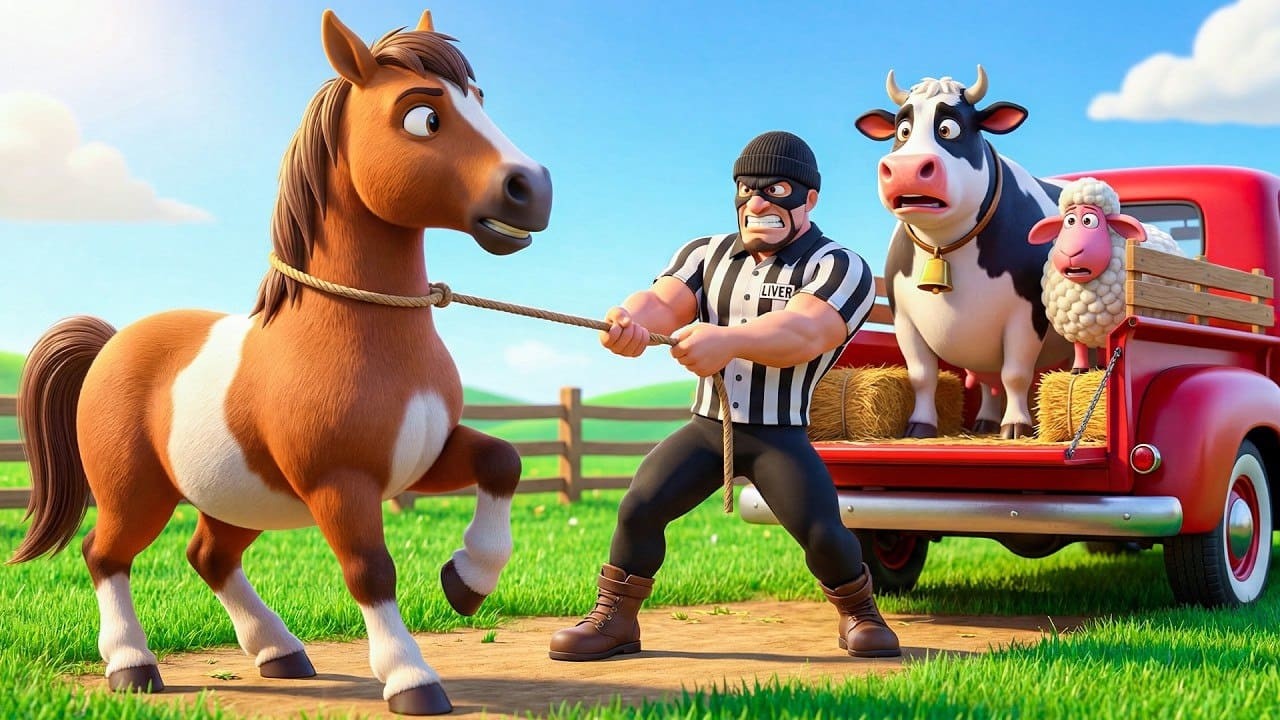 😱 Brave Pig Escapes!! 🐷🚁 Thief Steals Cow, Sheep, Horse | Old Macdonald & Police Officer Rescue