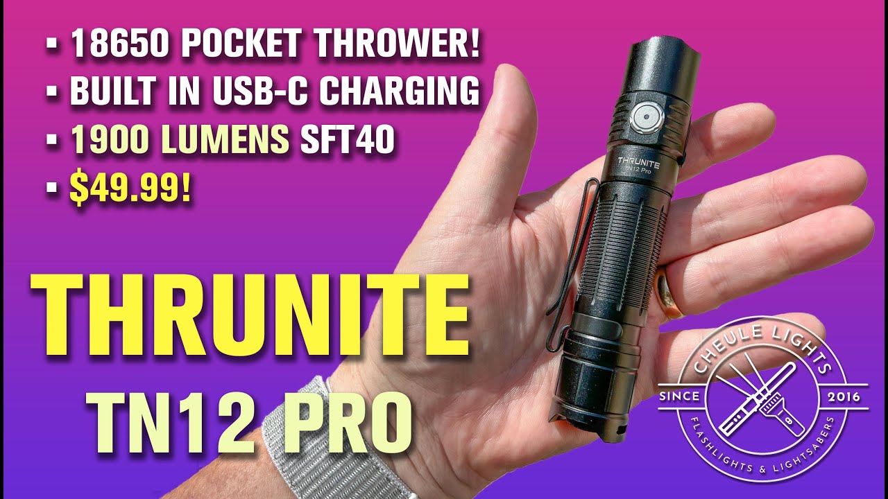 ThruNite TN12 Pro - 1900 lm Pocket Thrower with built-in charging and dual switches