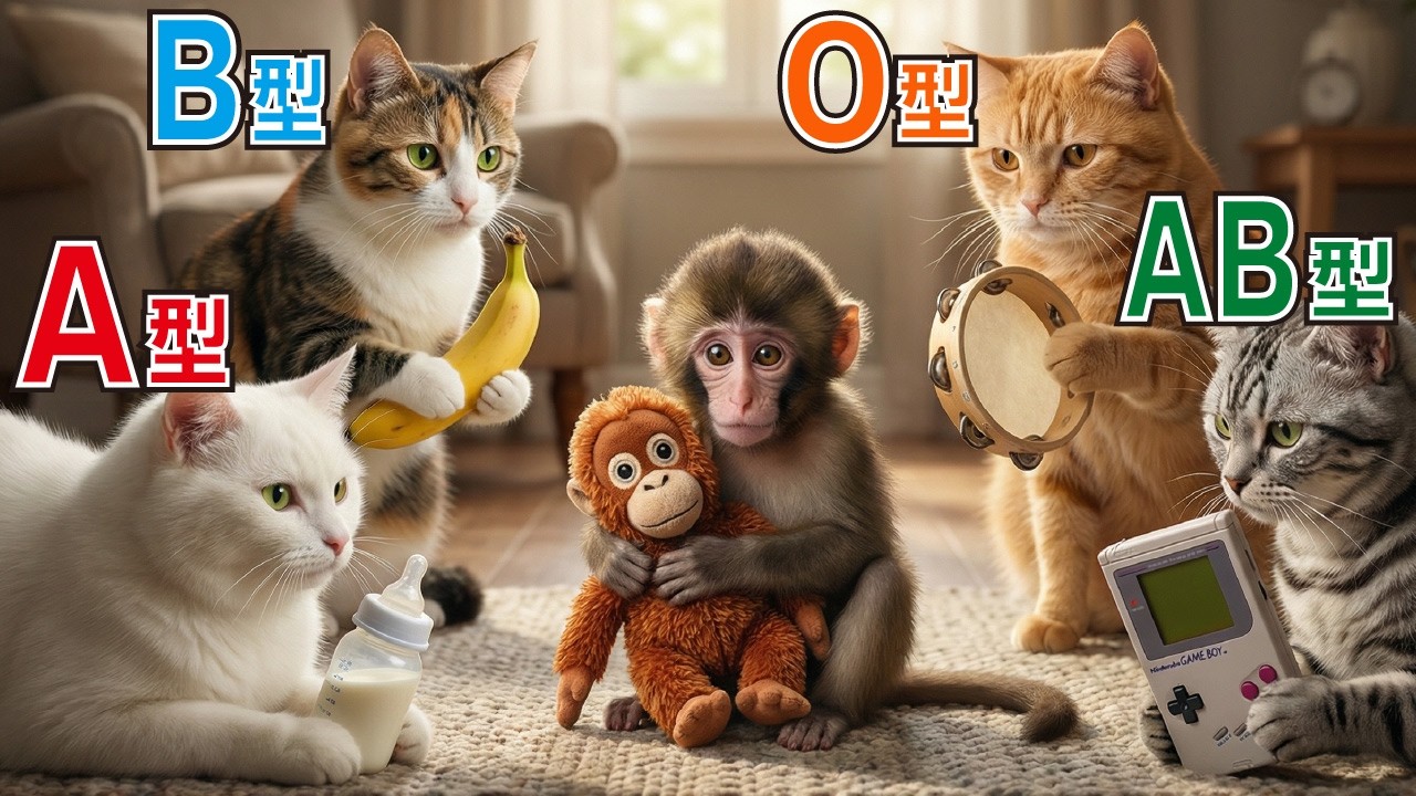 【血液型あるある】AI猫の子猿との過ごし方🐈(偏見)【AI猫にゃんダフル】