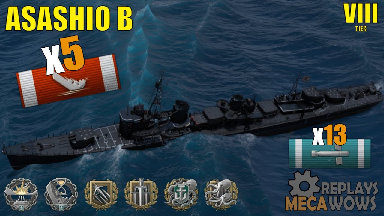 Asashio 5kills 193k damage 2446 base exp in t10 game | World of Warships Gameplay