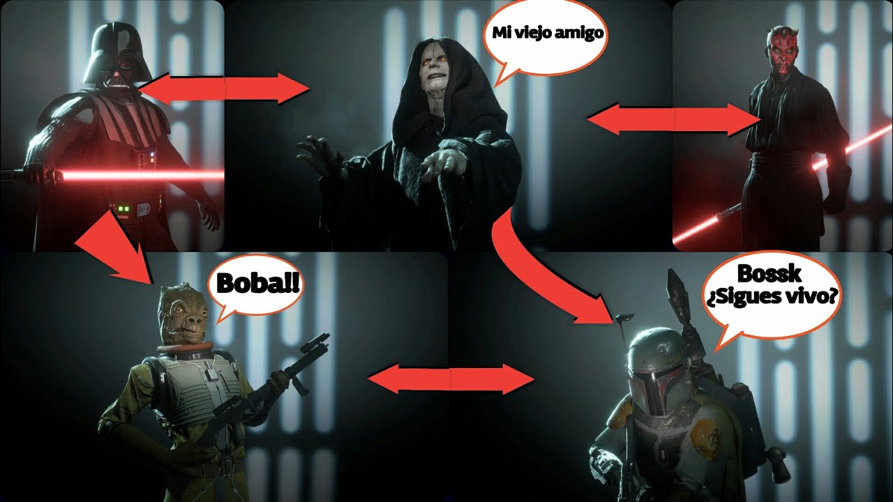 Todas las conversaciones entre Vader, Palpatine, Maul, Bossk y Boba fett | Español latino | SWB2