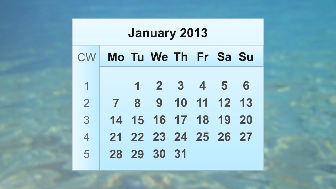 January 2013 Calendar