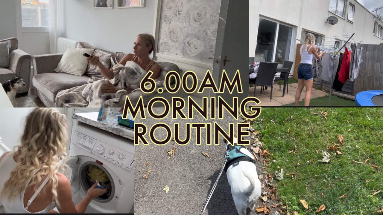 6.00AM MORNING ROUTINE OF A SAH MOM OF 2 cleaning,dog walks, washing, running errands