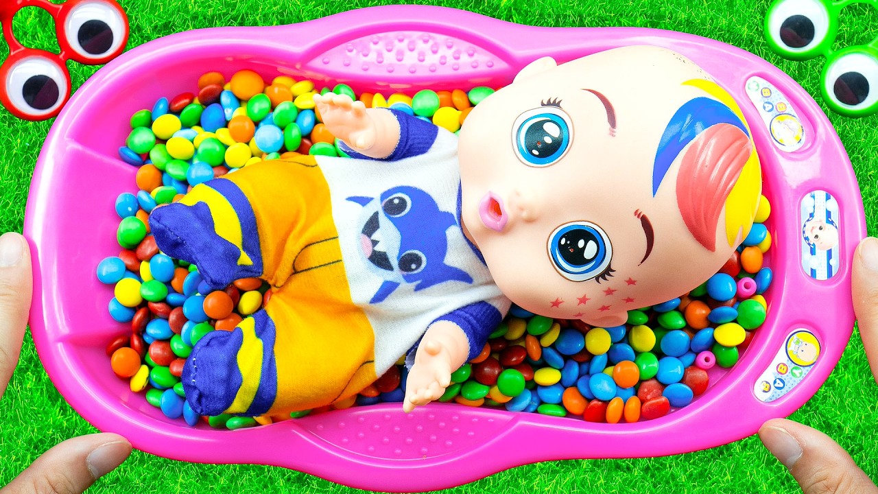 18 Minutes Satisfying ASMR, Filling Rainbow Bathtubs with M&M’s & Magic Slime