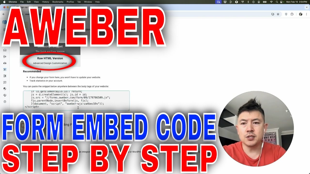✅ Как получить HTML-код для вставки формы регистрации AWeber🔴