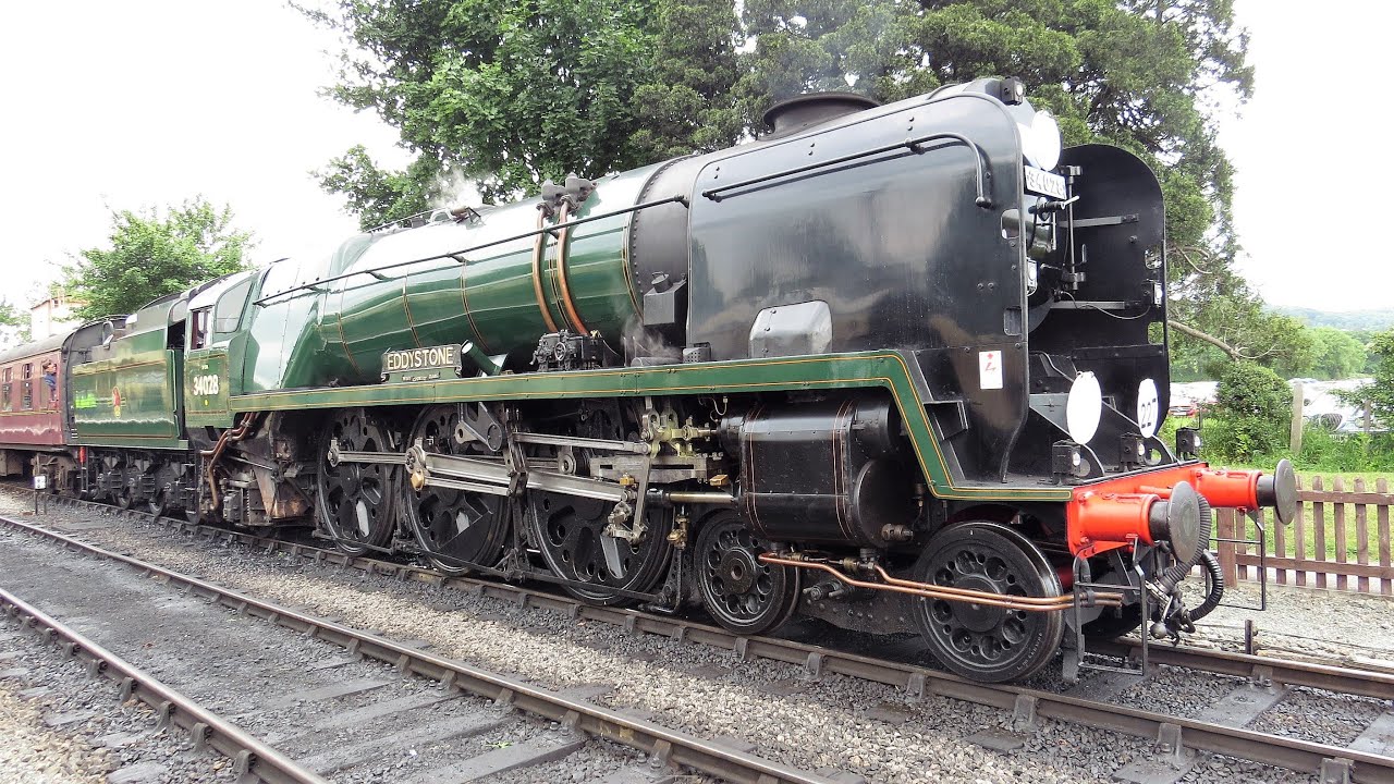 Two SR Bulleid Pacifics 35006 Eddystone and 34028 Peninsular and Oriental SN Co at GWSR 28 May 2022