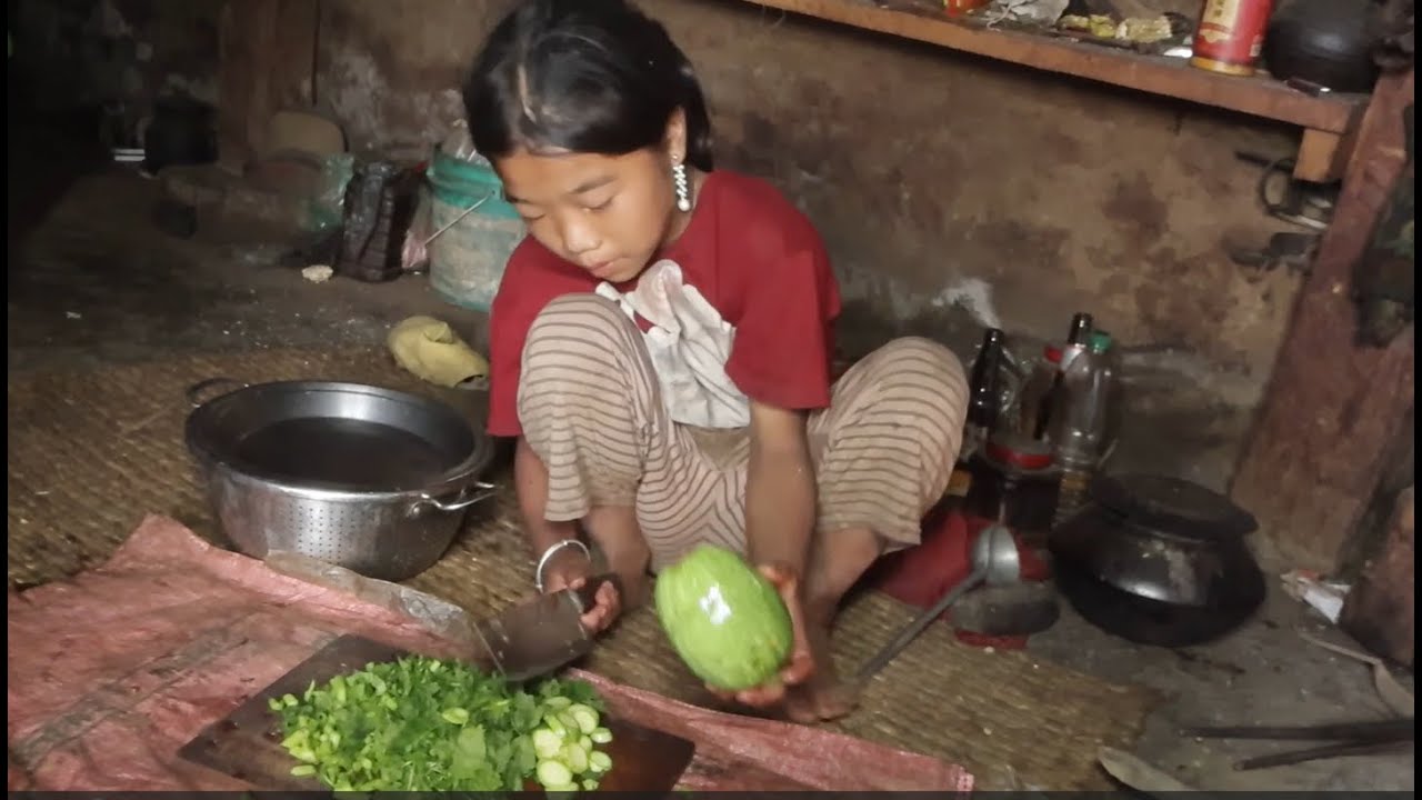 Traditional village life || Cooking technology of  curry of green vegetables