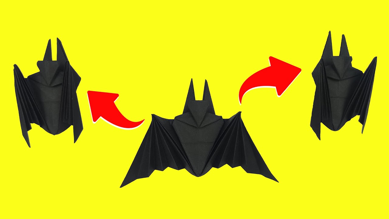 Manualidades con papel de Halloween - Como hacer un murcielago de origami