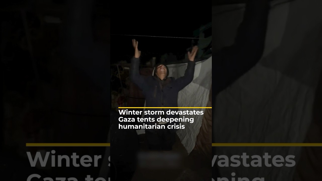 Winter storm devastates Gaza tents amid deepening humanitarian crisis | AJ#shorts