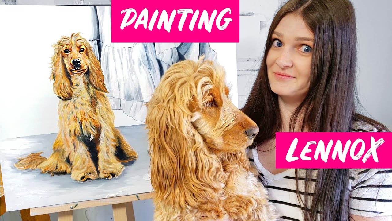 I Painted my Cute Puppy Dog Lennox 🌱 Paint with me ✨ Cozy Art Vlog