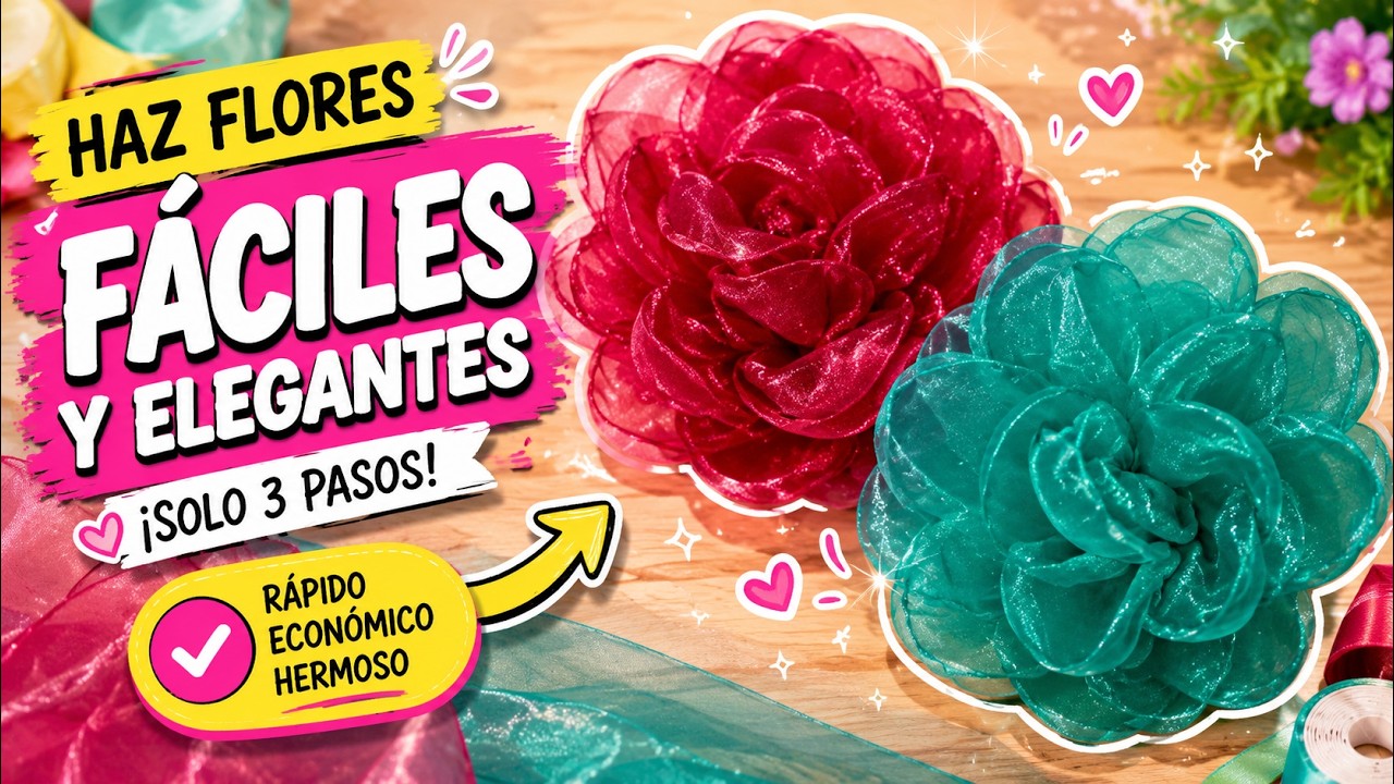 COMO HACER FLORES CON TELA ORGANZA FÁCILES | Manualidades