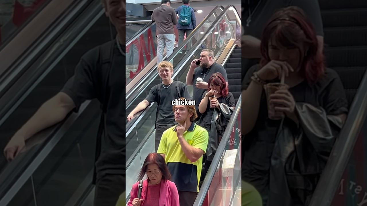 Awkward phone calls on escalator prank #chickenjockey #minecraft