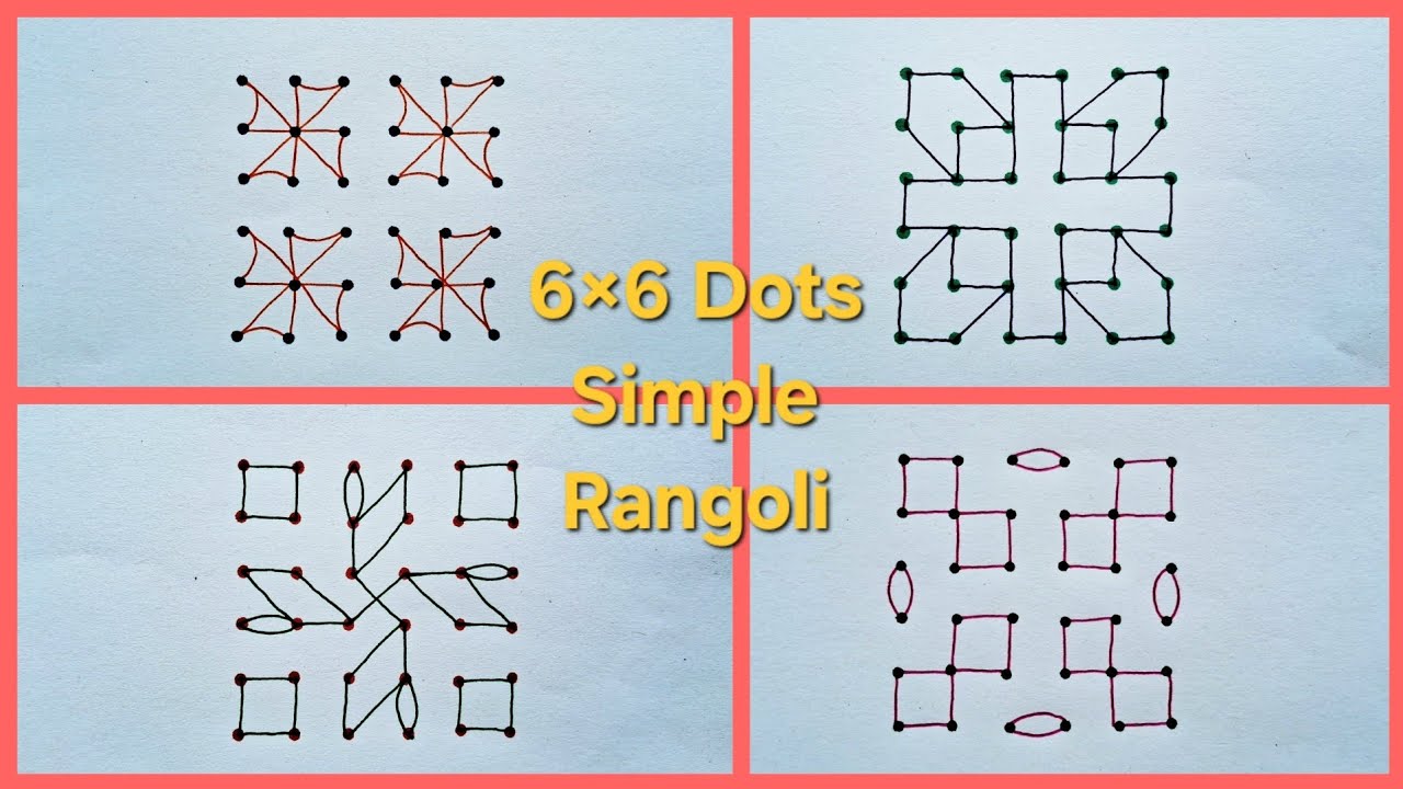 6×6 Dots easy kolam rangoli | small kolam rangoli designs | Daily rangoli #smalldailykolam #muggulu