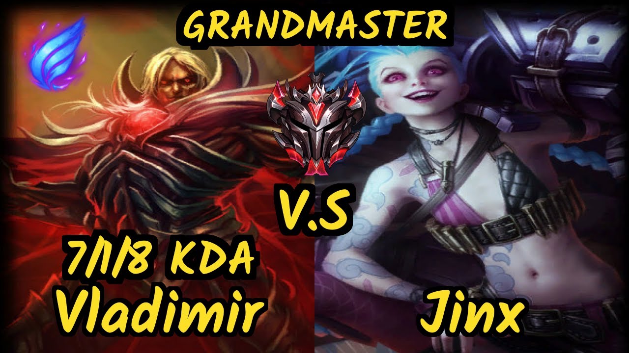 Attila (VLADIMIR) vs JINX - 7/1/8 KDA BOTTOM ADC GAMEPLAY - EUW Ranked GRANDMASTER