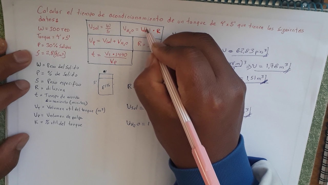 CALCULO DE TIEMPO DE ACONDICIONAMIENTO PARA DLOTACION DE MINERALES