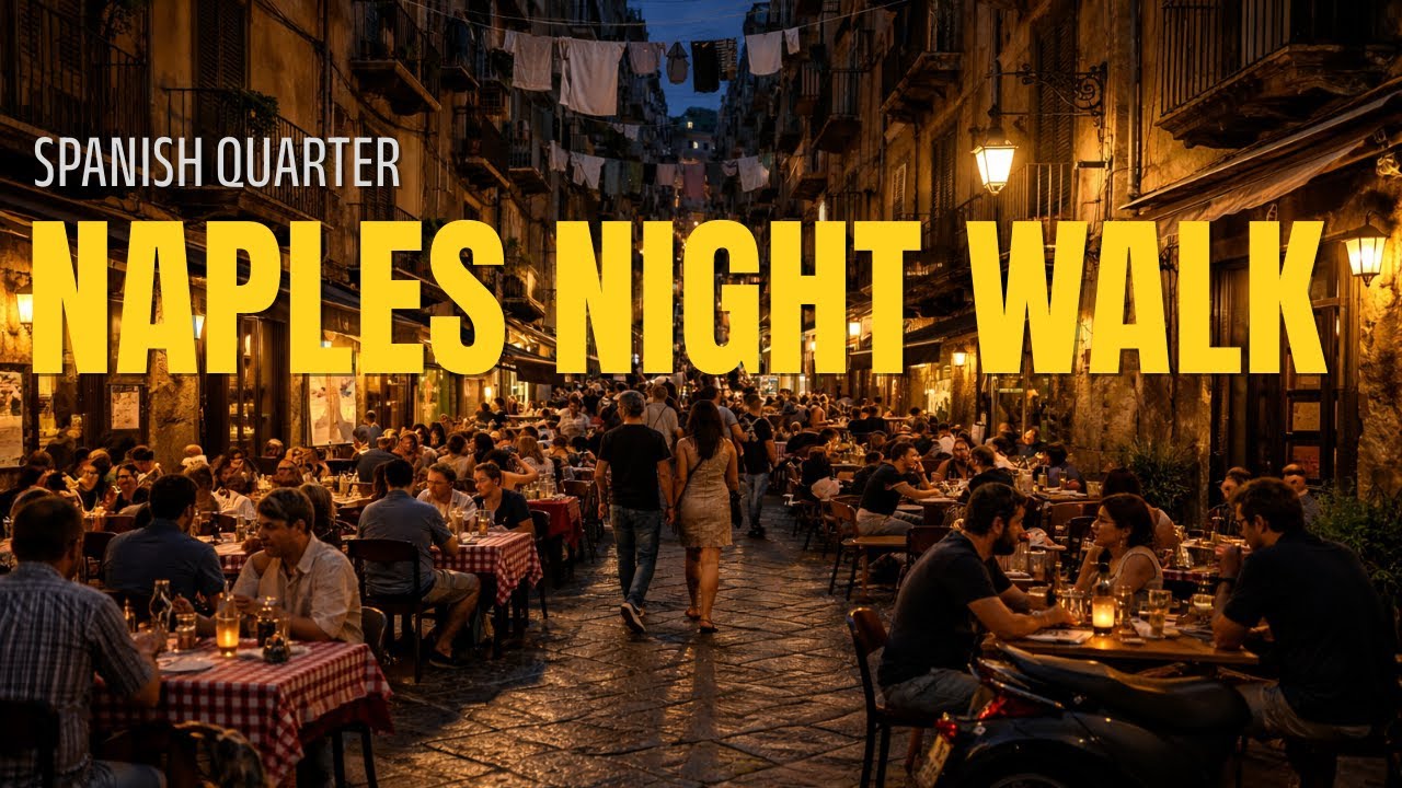 Naples Night Walk 🇮🇹 | Spanish Quarter Evening Walking Tour | Via Toledo to Piazza Municipio