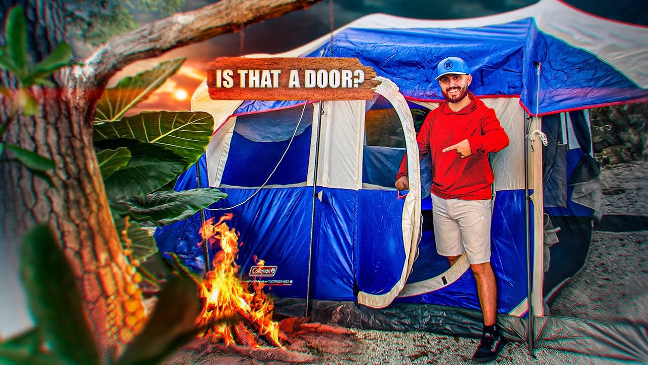 This tent has a door!!? Budget Family Camping Tent the Coleman Elite WeatherMaster..Set Up and Tour