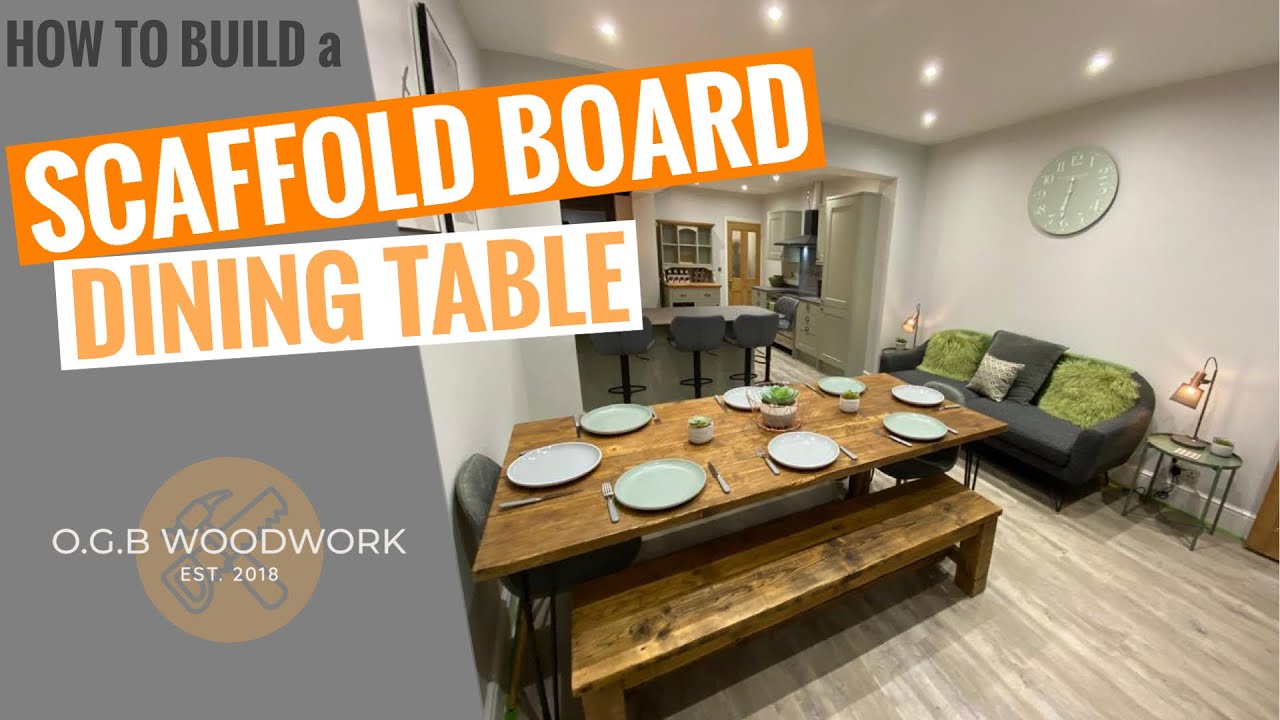 How to Build a Scaffold Board DINING TABLE with Hairpin Legs