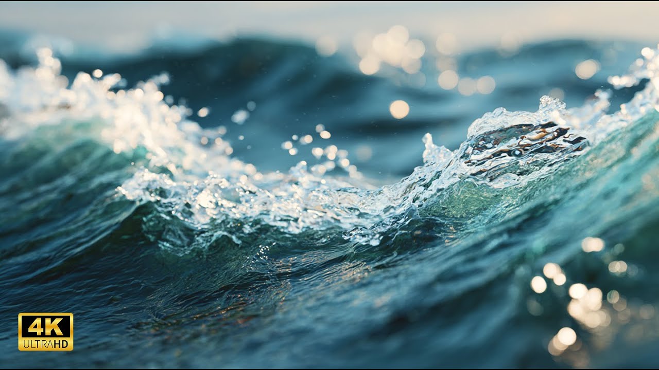 Gentle Ocean Waves Close-Up | Calming Sea Ambience for Relaxing & Sleep | 1 Hour | 4K