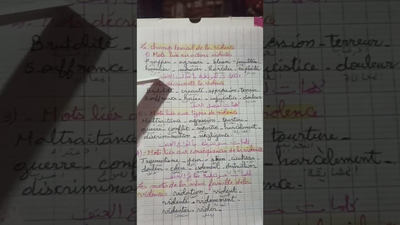 ملخص المقطع الثاني للميدان الثاني non à la violence 