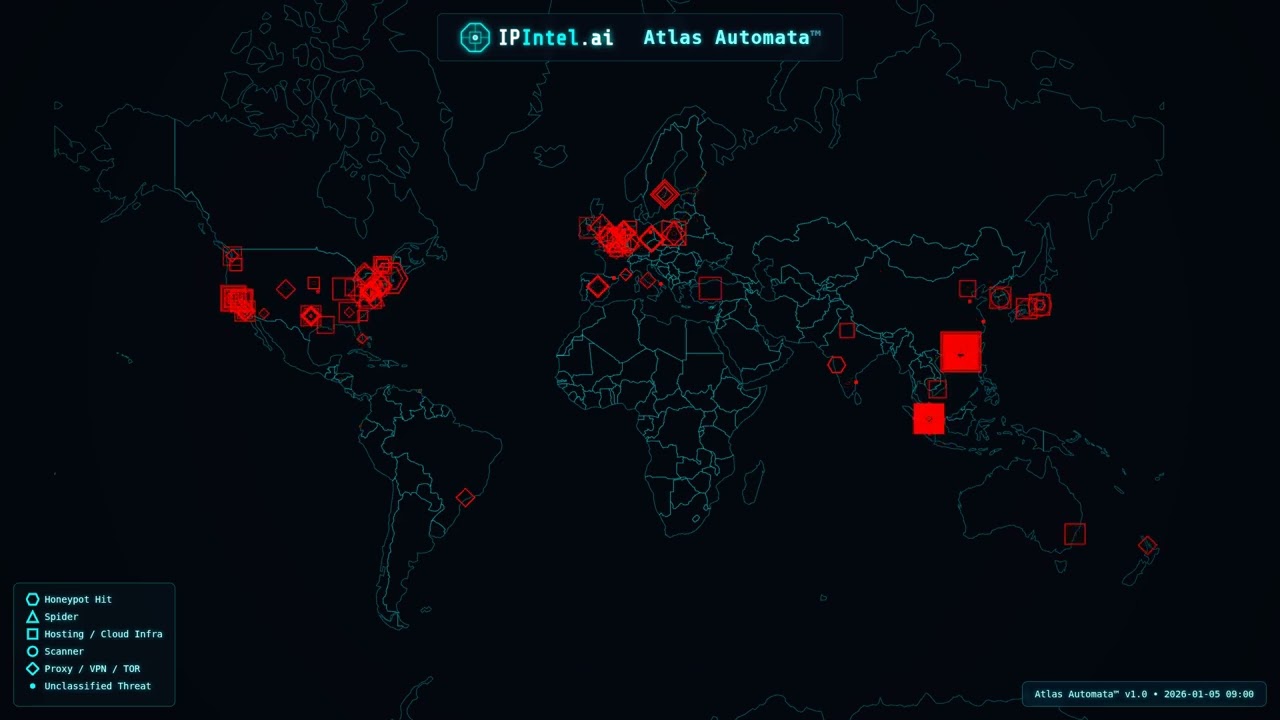 Global Cyber Threat Activity - 24h Timelapse (Jan 5)