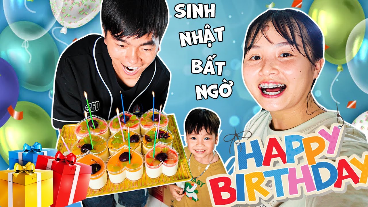 Hằng Hóng Hớt Rủ Em Ziu Làm Bánh Panna cotta Mừng Sinh Nhật Anh Thái Chuối