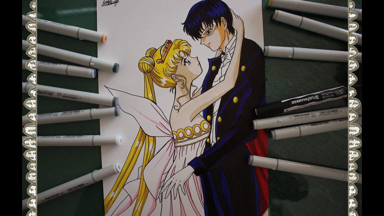 Cómo dibujar a Neo Queen Serenity  Reina  & Tuxedo Mask  How To Draw Sailor Moon R Speed Draw