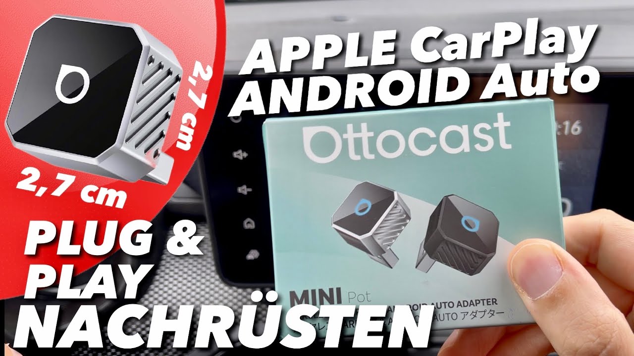 OTTOCAST Mini Pot - Plug & Play Apple CarPlay & Android Auto WIRELESS ADAPTER zum NACHRÜSTEN