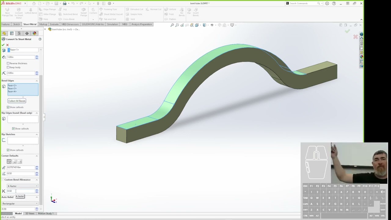 Make a flat pattern for bent tube in SolidWorks