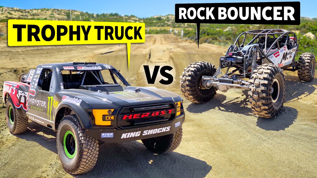 Baja Trophy Truck от Terrible против полноприводного «Maditude» Rock Bouncer на трассе для дёрт-д...