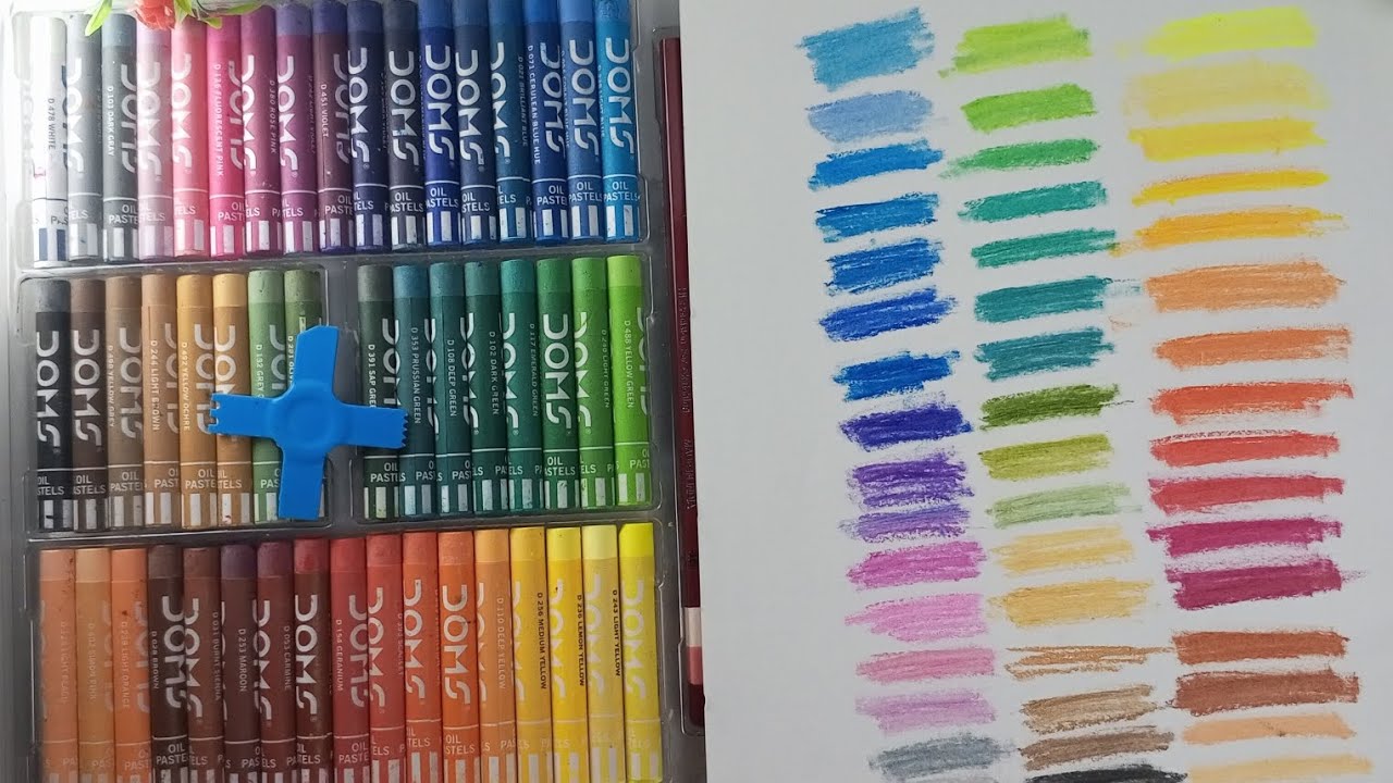 Doms oil pastel colour 50 shades || Unboxing & review video 🤩♥️ || Art by PRADYUMNA