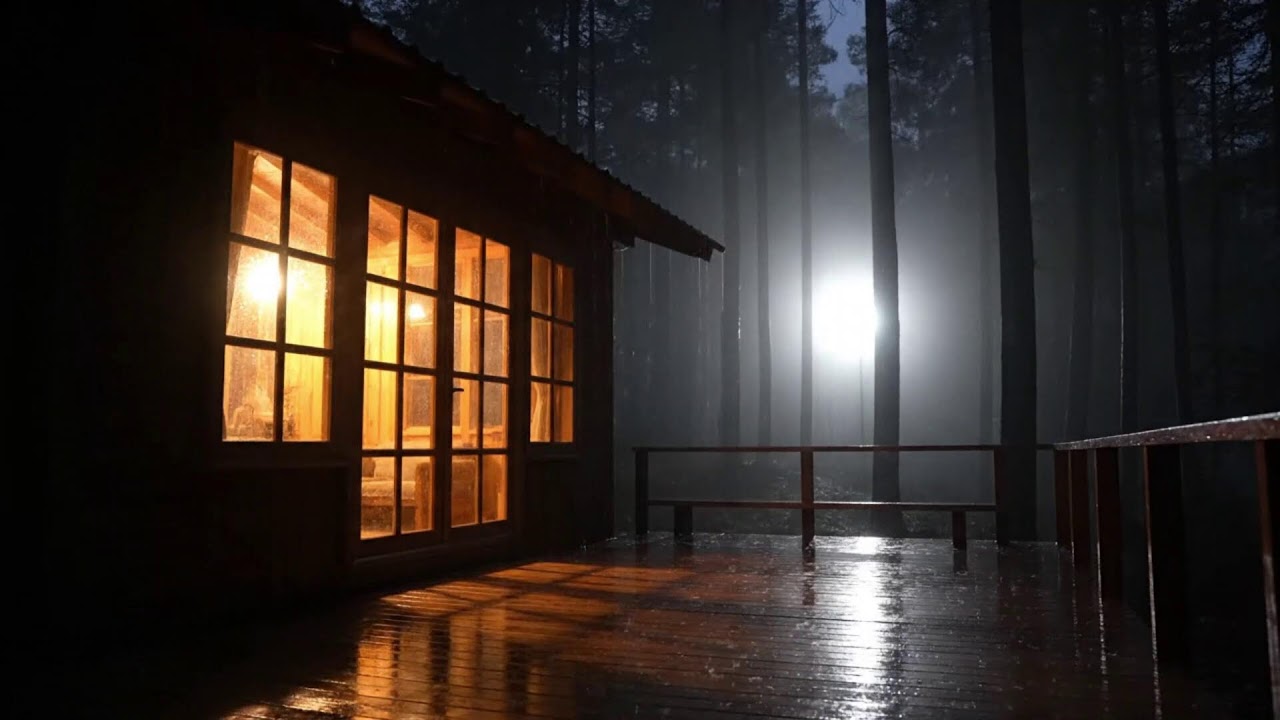Rain & Thunderstorm in a Cozy Cabin | Deep Sleep, Relax & Stress Relief