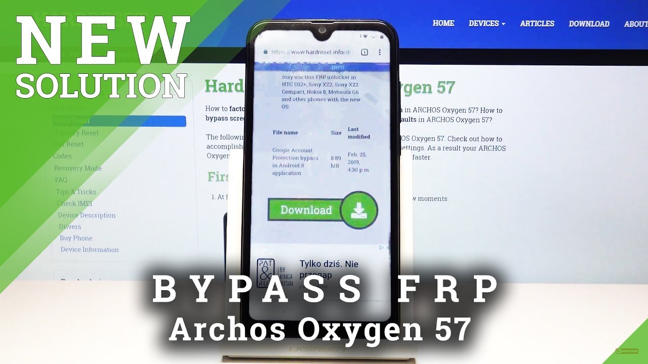Как разблокировать FRP в Archos Oxygen 57 — пропустить проверку Google.