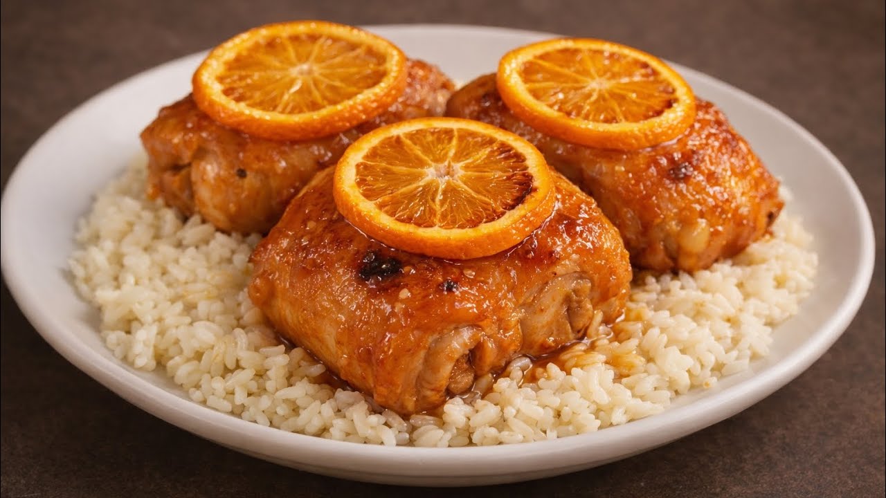 Juicy Orange Honey Chicken Thighs 🍊 Crispy Skin, Easy Oven Recipe