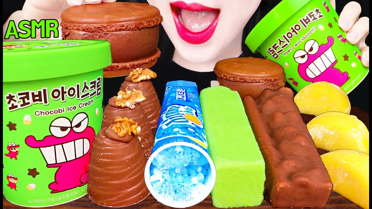 ASMR POPSICLE TUBE *ICE POP TUBE, CHOCOLATE ICE CREAM, RICE CAKES 팝시클 튜브, 초코비 아이스크림 먹방 MUKBANG