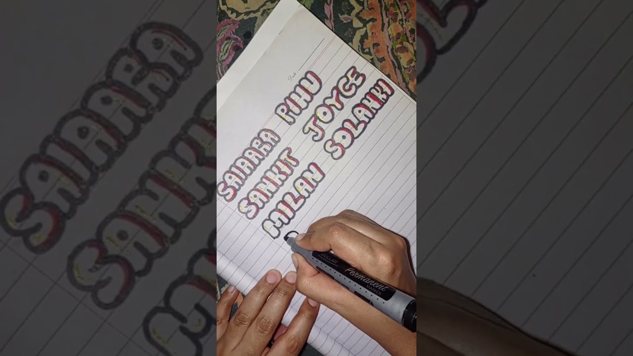 Valentine's special writing subscribers names in red and golden bubble writing