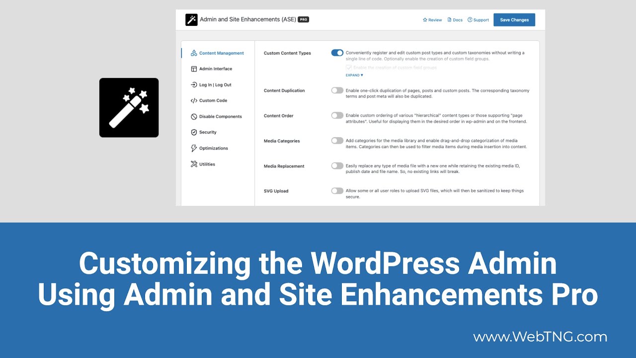 Настройка панели администратора WordPress с помощью Admin and Site Enhancements Pro