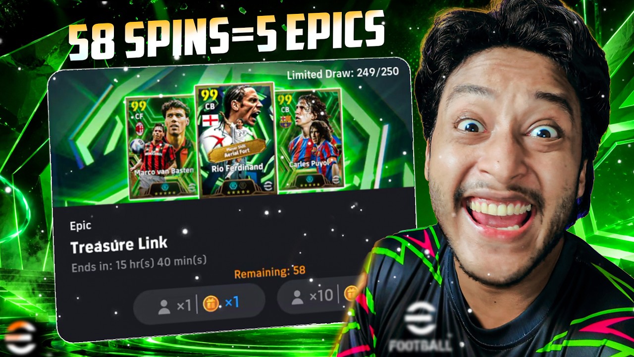 58 SPINS = 5 EPICS?! 😱 Treasure Link Pack Opening | eFootball 2026 Mobile | earn