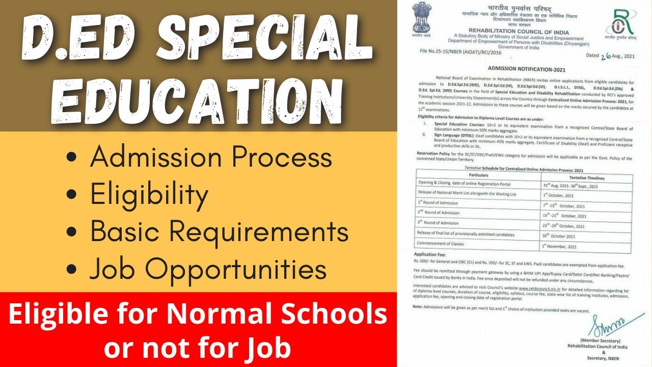 D.ed Special Education || D.ed Spl. Education Admission 2021 || Full details || Creative & Info Hub