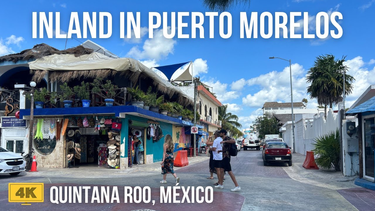 🇲🇽🏖️Puerto Morelos, Quintana Roo, Yucatán, México: Shopping 4K Virtual Walking Tour / Feb 2024