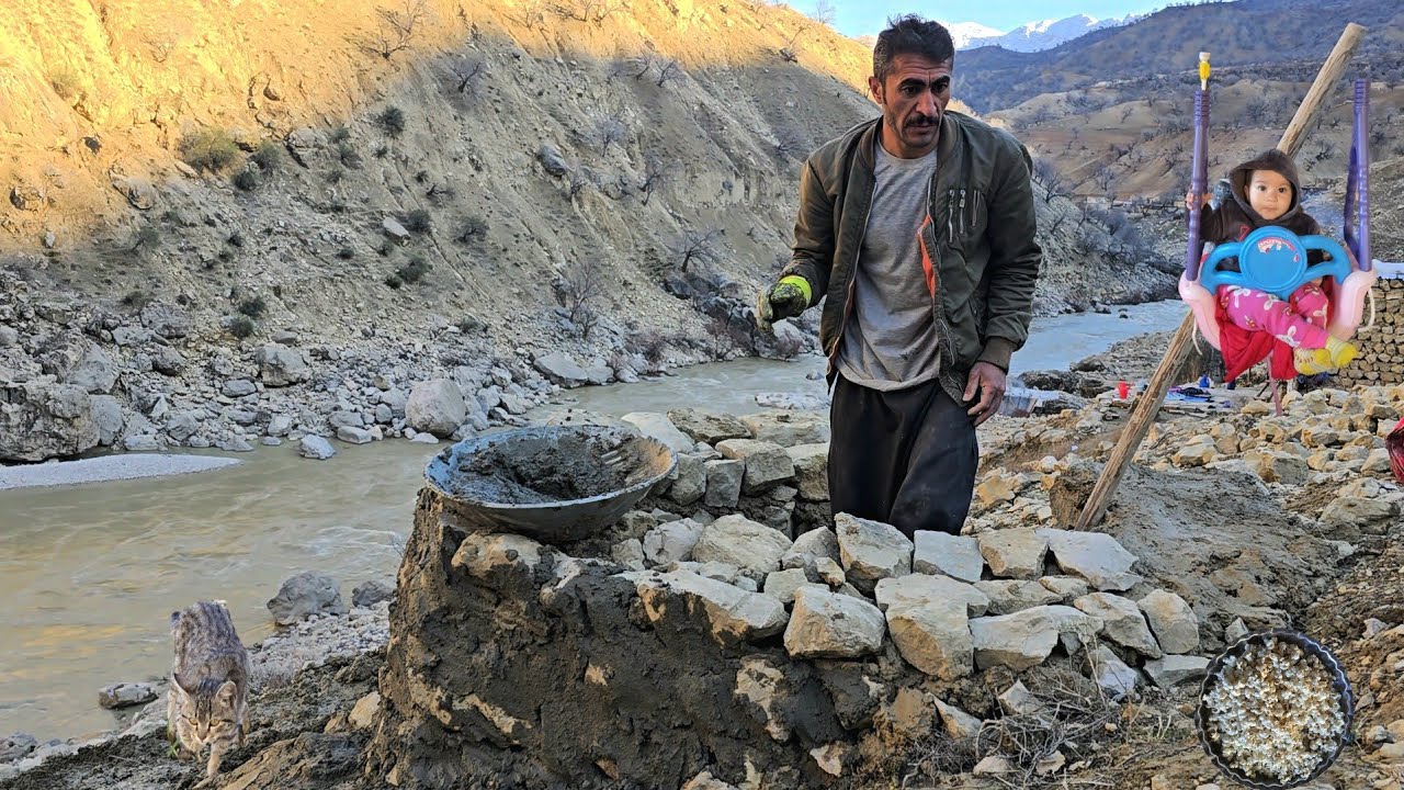 Nomadic life in the mountains ⛰️ | Building a toilet with straw and cement