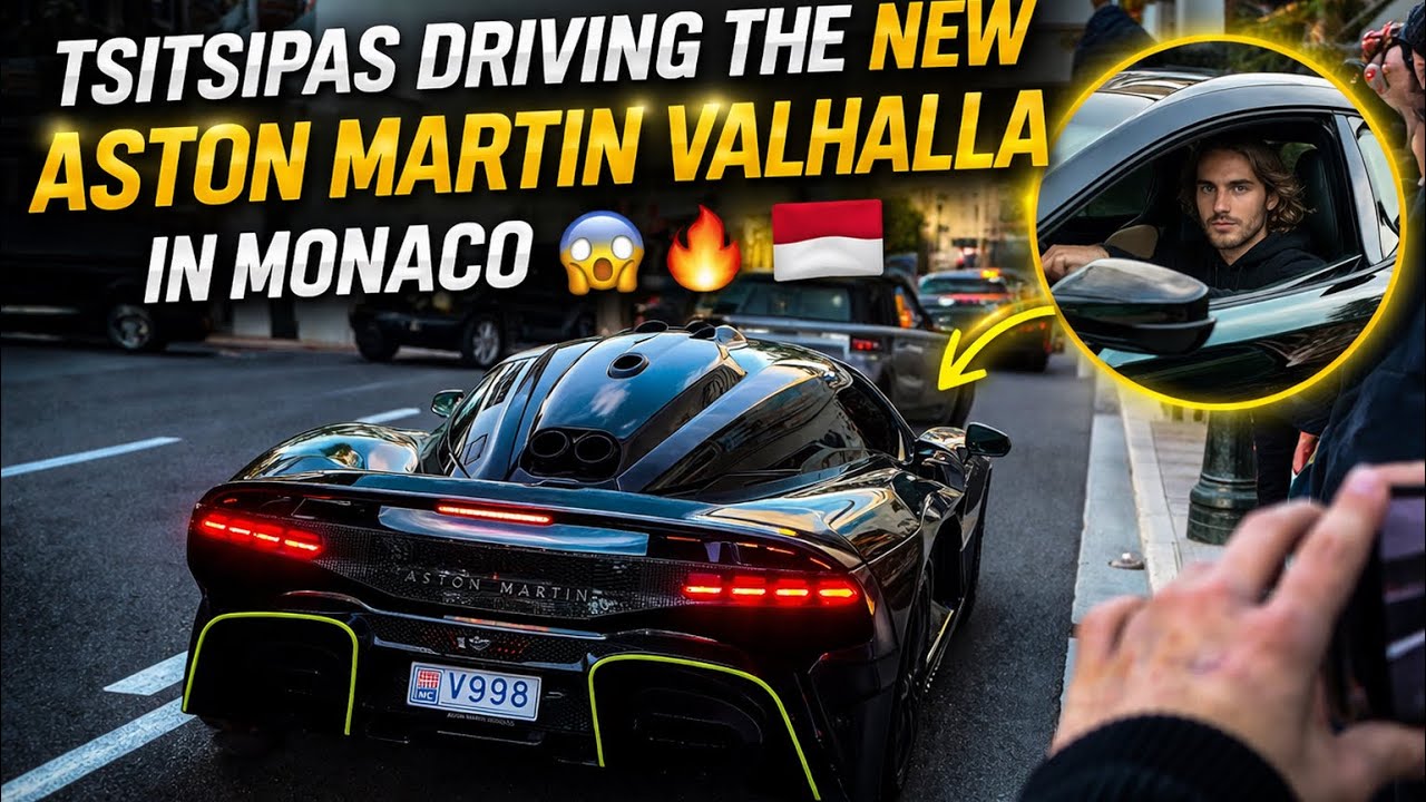 Tsitsipas Driving his New Aston Martin VALHALLA in Monaco