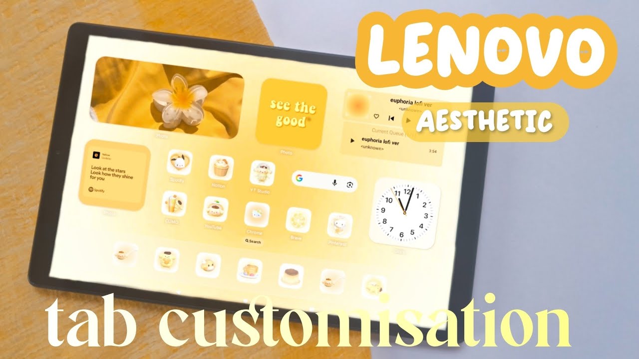 ✨️ Сделайте свой Android-планшет эстетичным | Эстетика планшета Lenovo M10 HD | Желтая тема 💛