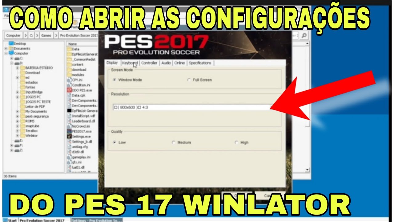 COMO ABRIR AS CONFIGURACOES DO - PRO EVOLUTION SOCCER 17 NO - WINLATOR