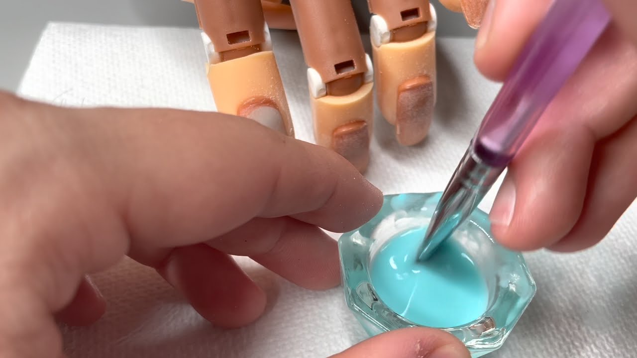 USING GEL POLISH W/MONOMER TO CREATE COLORED ACRYLIC