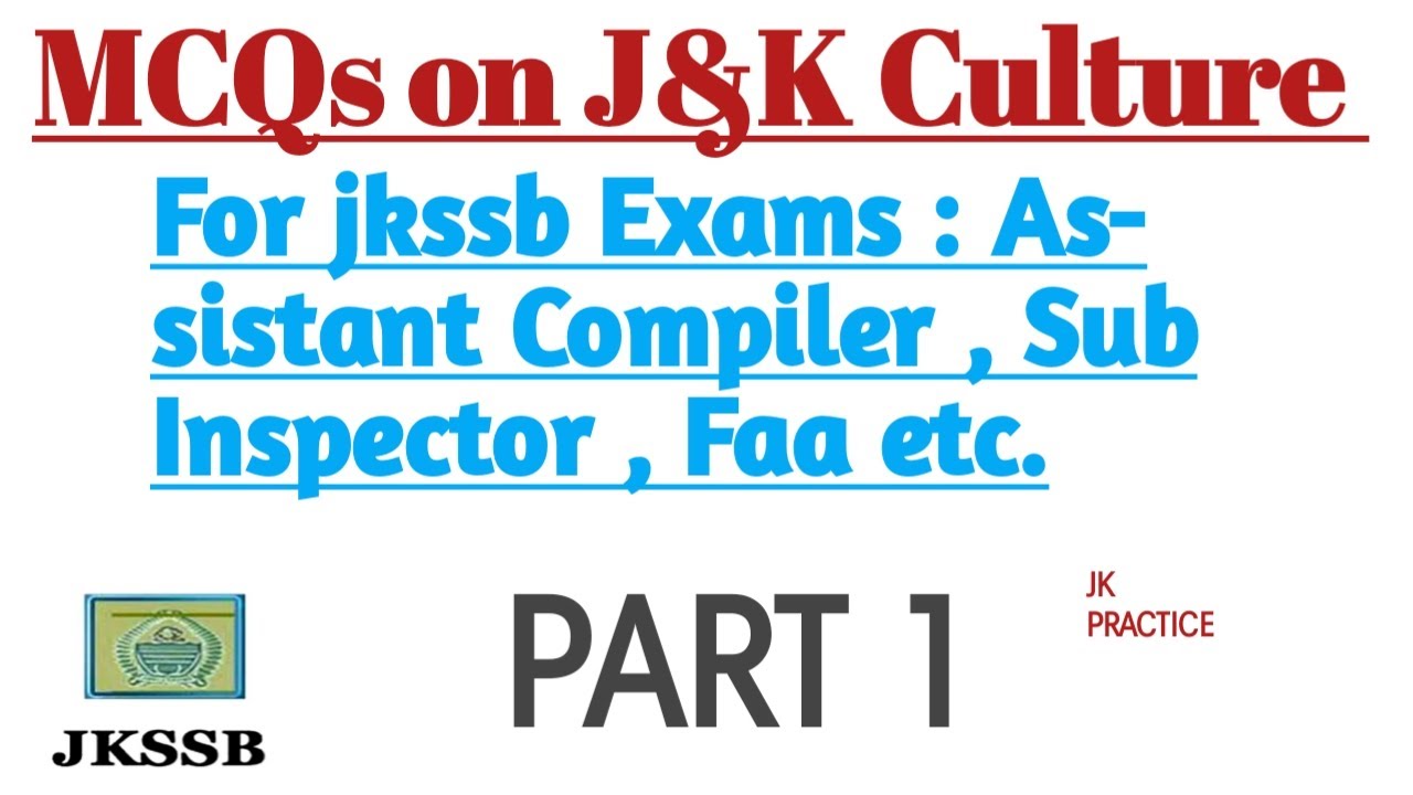 MCQs On Culture of Jammu and kashmir For jkssb exams part 1  For all jkssb exams