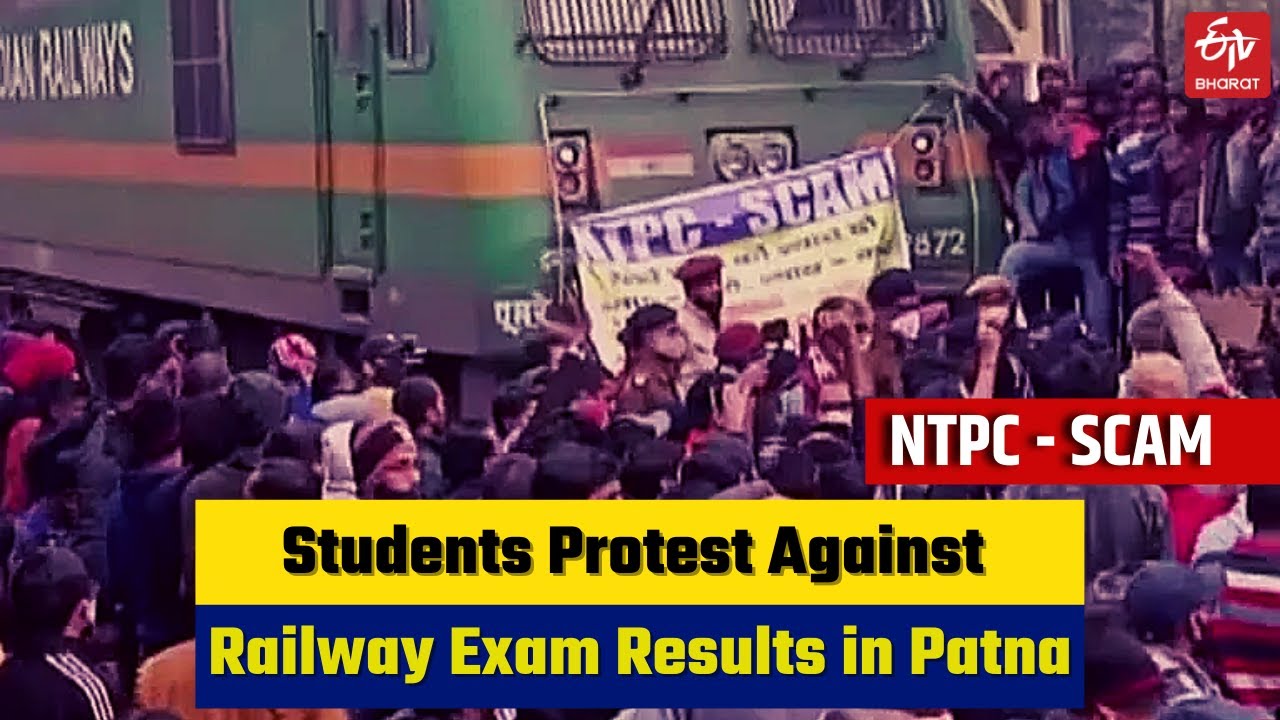 Students protest against Railway exam results in Patna, block railway tracks