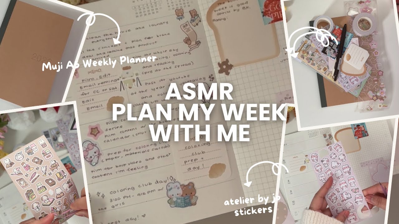 weekly plan with me (asmr): busy week and lots of content filming | muji weekly planner a5