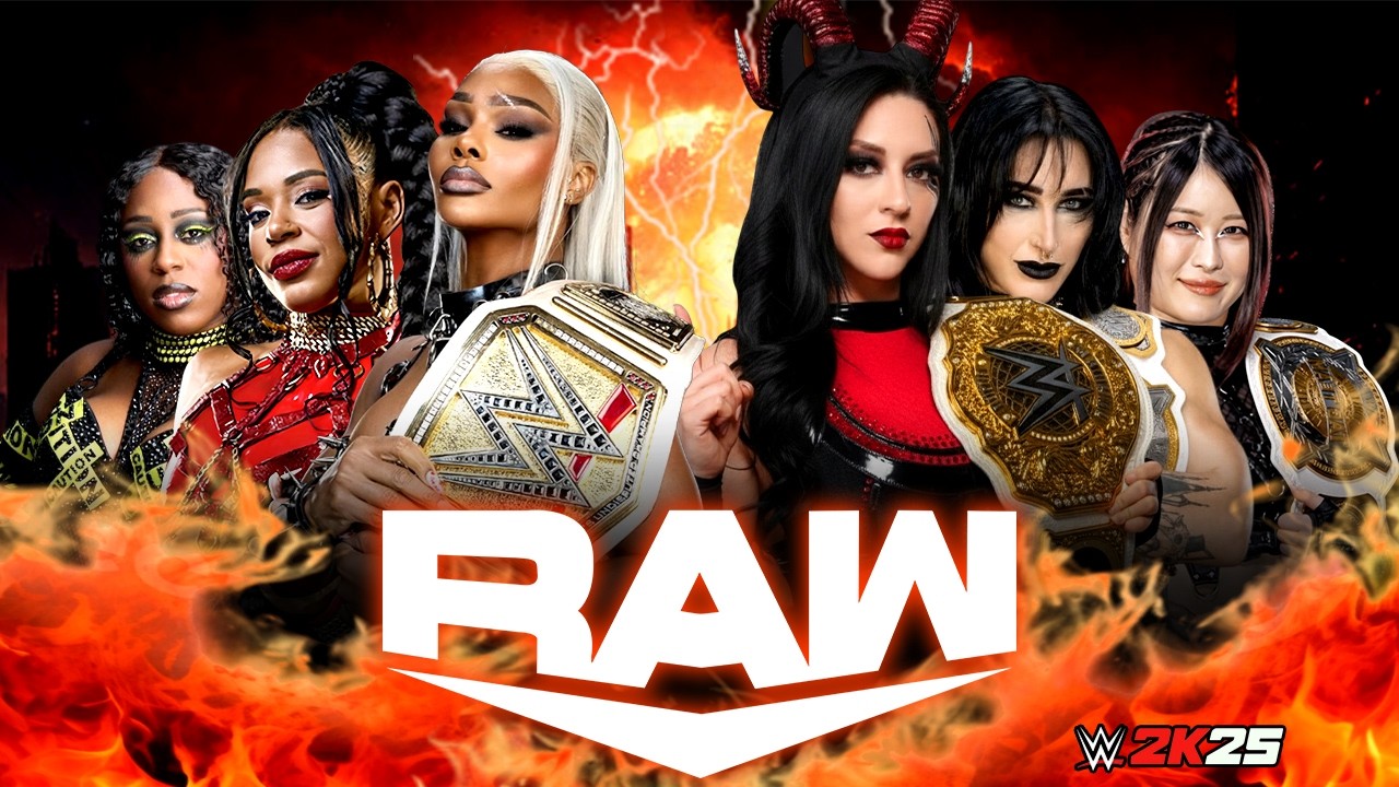 Jade Cargill Bianca Belair Naomi vs Stephanie Rhea Ripley Iyo Sky - WWE Raw on Netflix 24/Feb/2026